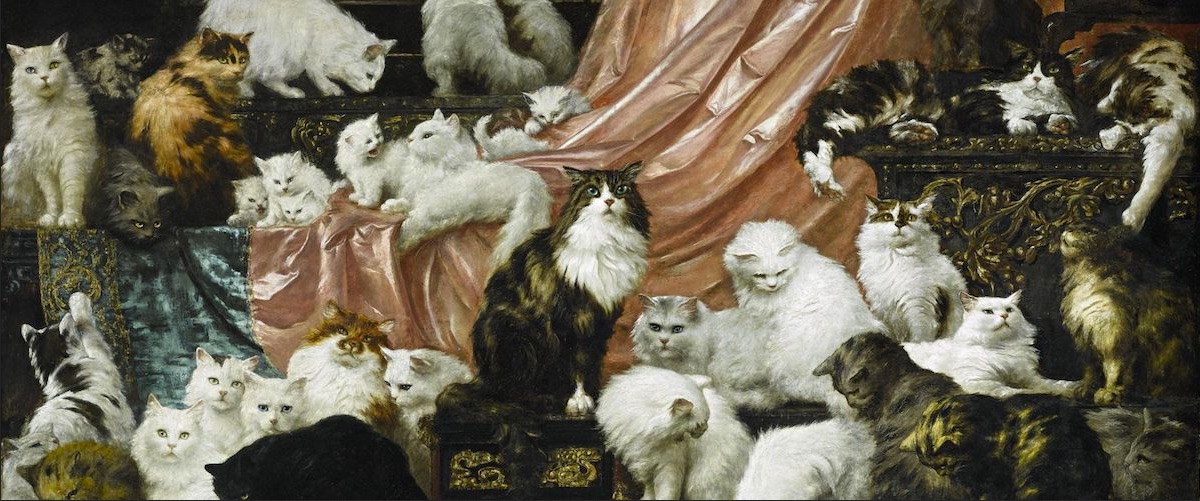 La toile « My Wife's Lovers » de Carl Kahler, 1893 : 42 chats sur une toile géante